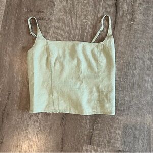 Abercrombie & Fitch light green linen blend crop top Sz XS